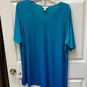 B womens c.j Banks solid blue stretch short sleeve plus size top 3X